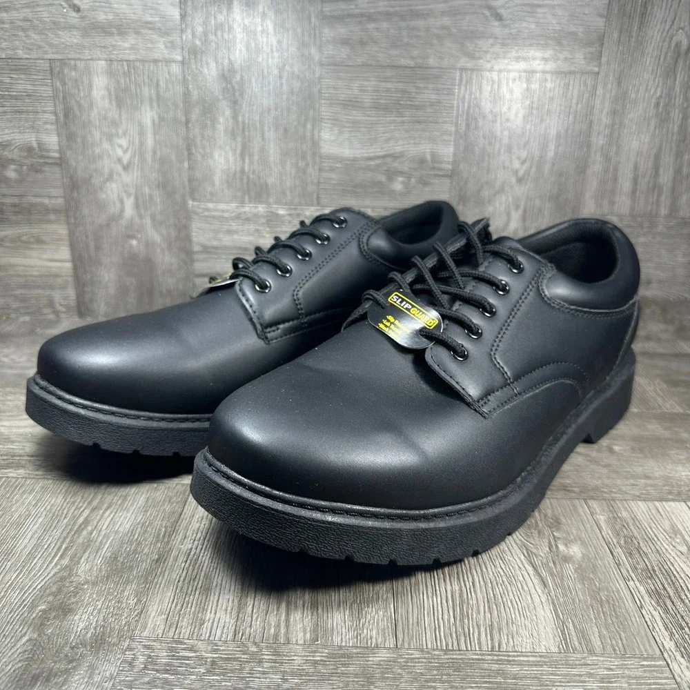 Perry Ellis Work Shoes Mens 12 Wide Black Slip Resistant Oxford Uniform NEW